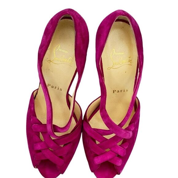 Christian Louboutin Suede Lady Corset Hot Pink 150 Pumps Size 6 - Picture 5 of 11